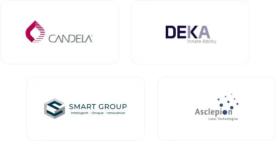 Logos of Candela, Deka, Motus, Asclepio devices